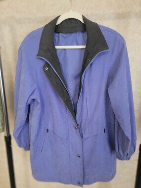 Purple  Womens Coat Periwinkle Color Dark Grey Trim Braetan  Size XL